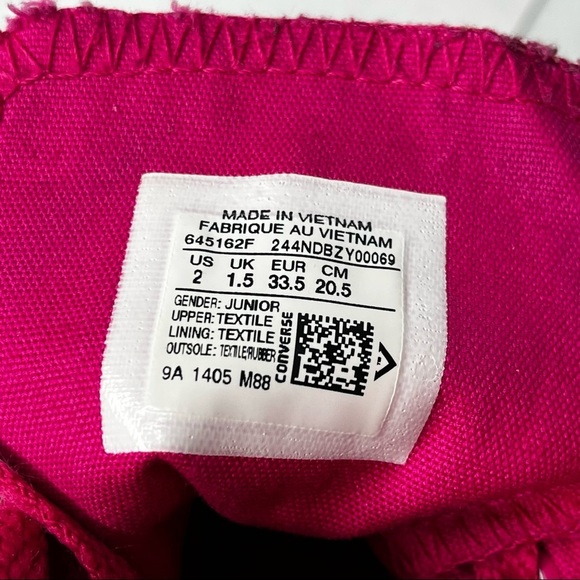 Converse All Star High Top Chuck Taylor Hot Pink Silver Glitter Sneakers Junior - Picture 17 of 17